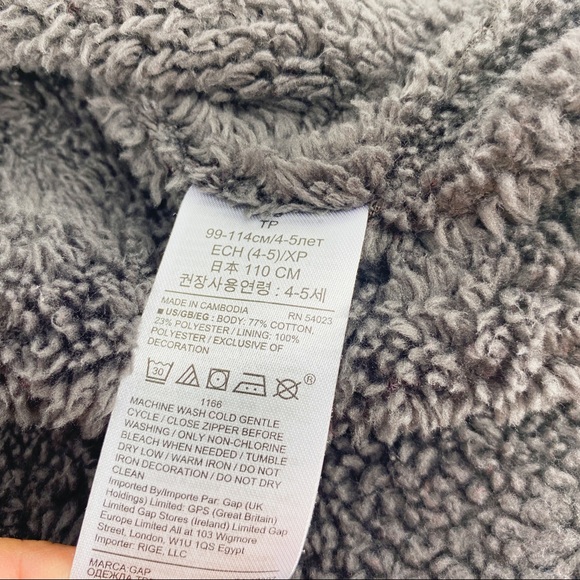 Gap Kids Sherpa Lined Hoodie XS 4-5 Years Red Navy Blue - Picture 4 of 5